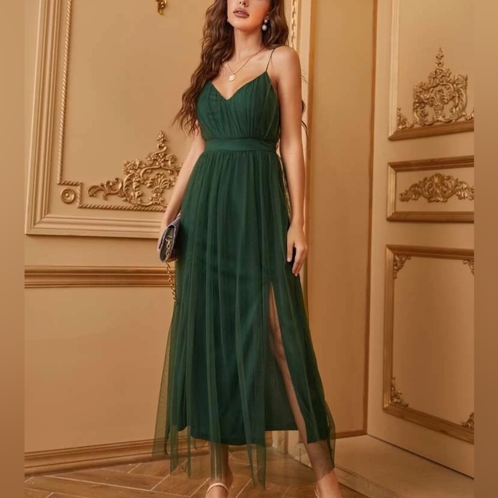 Shein Green Tulle Formal Dress 👒 size large